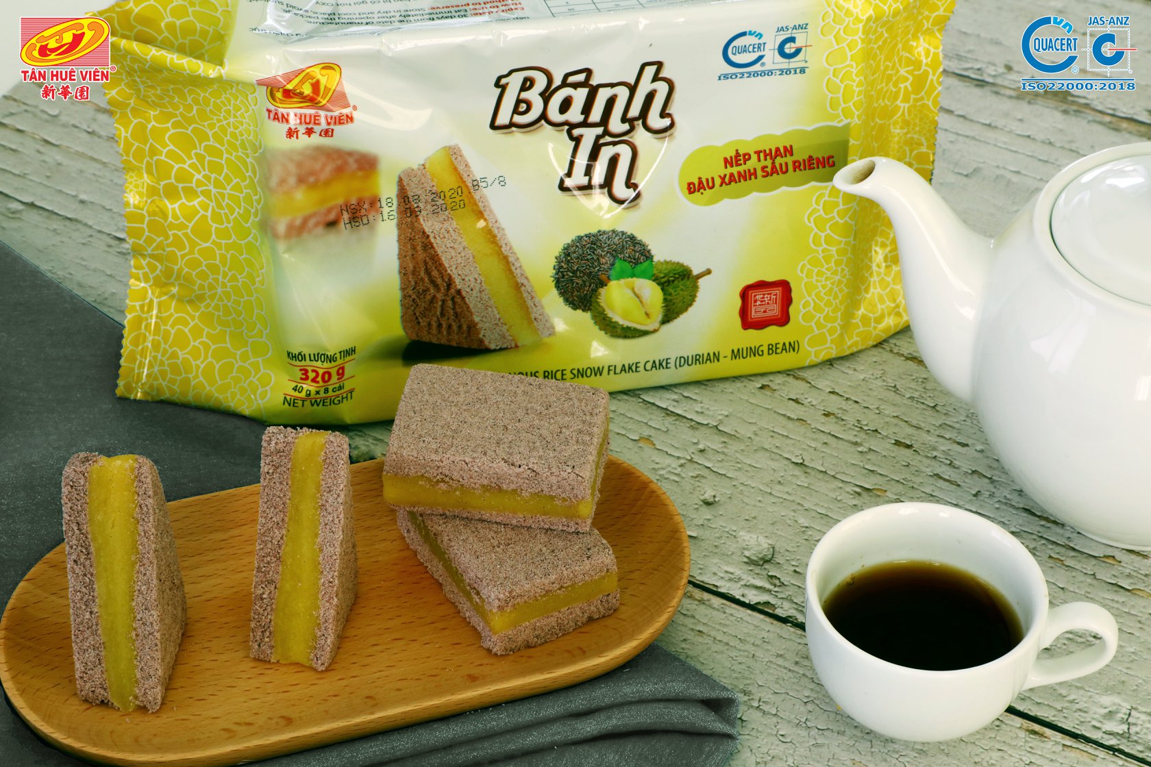 Combo 2 gói bánh in 8 miếng nếp than Tân Huê Viên