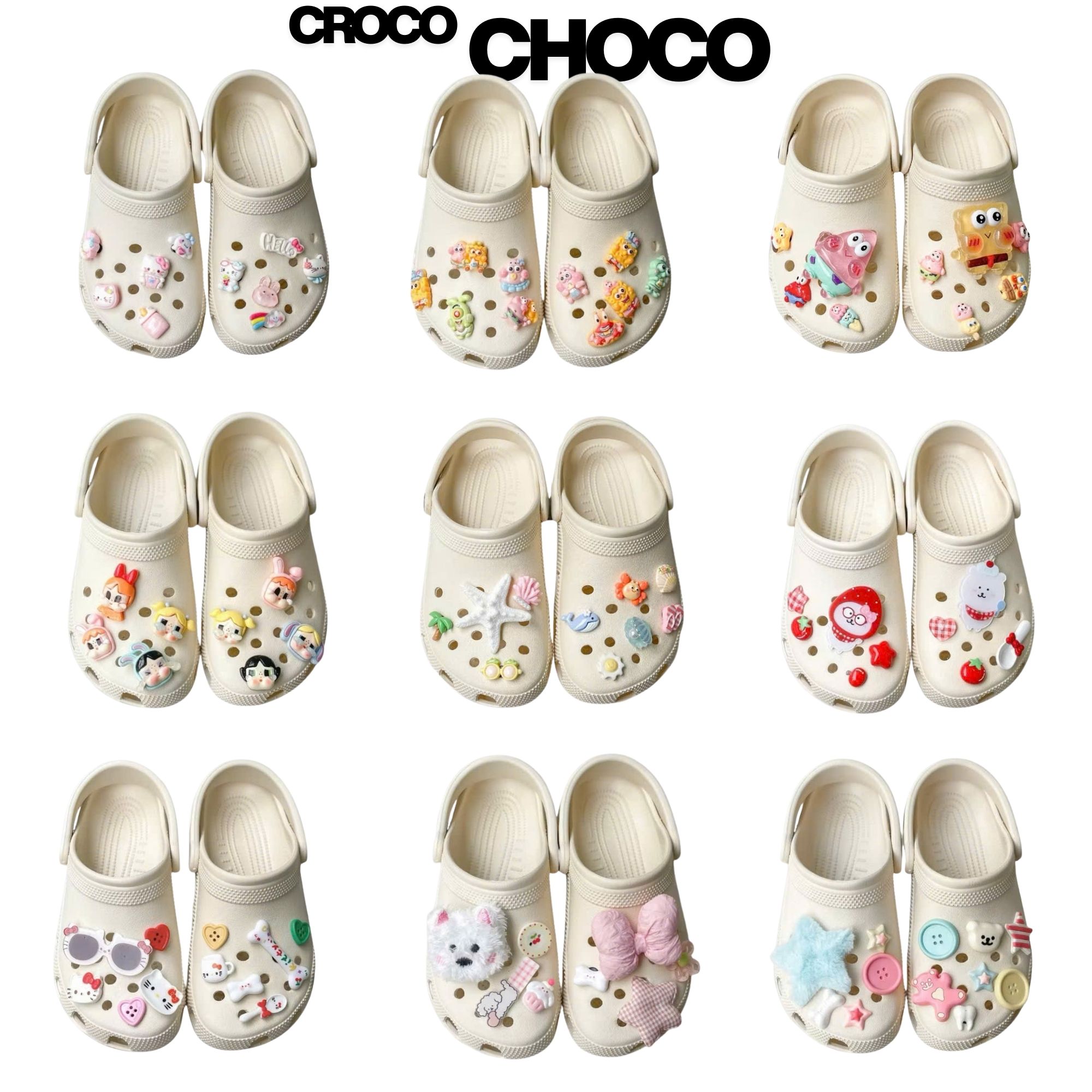 Classic Men's and Women's Waterproof Backless Sandals Comfortable for Women with Cute Charms