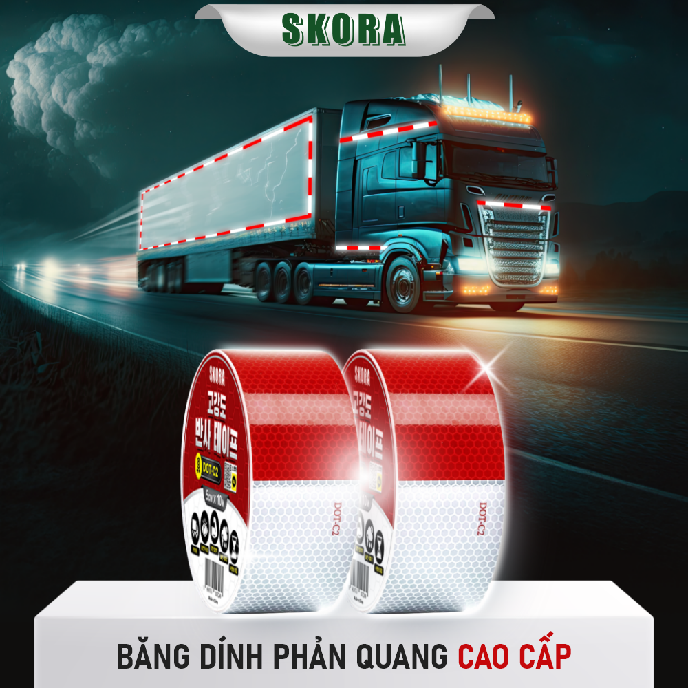 Băng dán phản quang cao cấp cảnh báo an toàn SKORA băng keo phản quang thương hiệu Hàn Quốc bảo hành 6 tháng