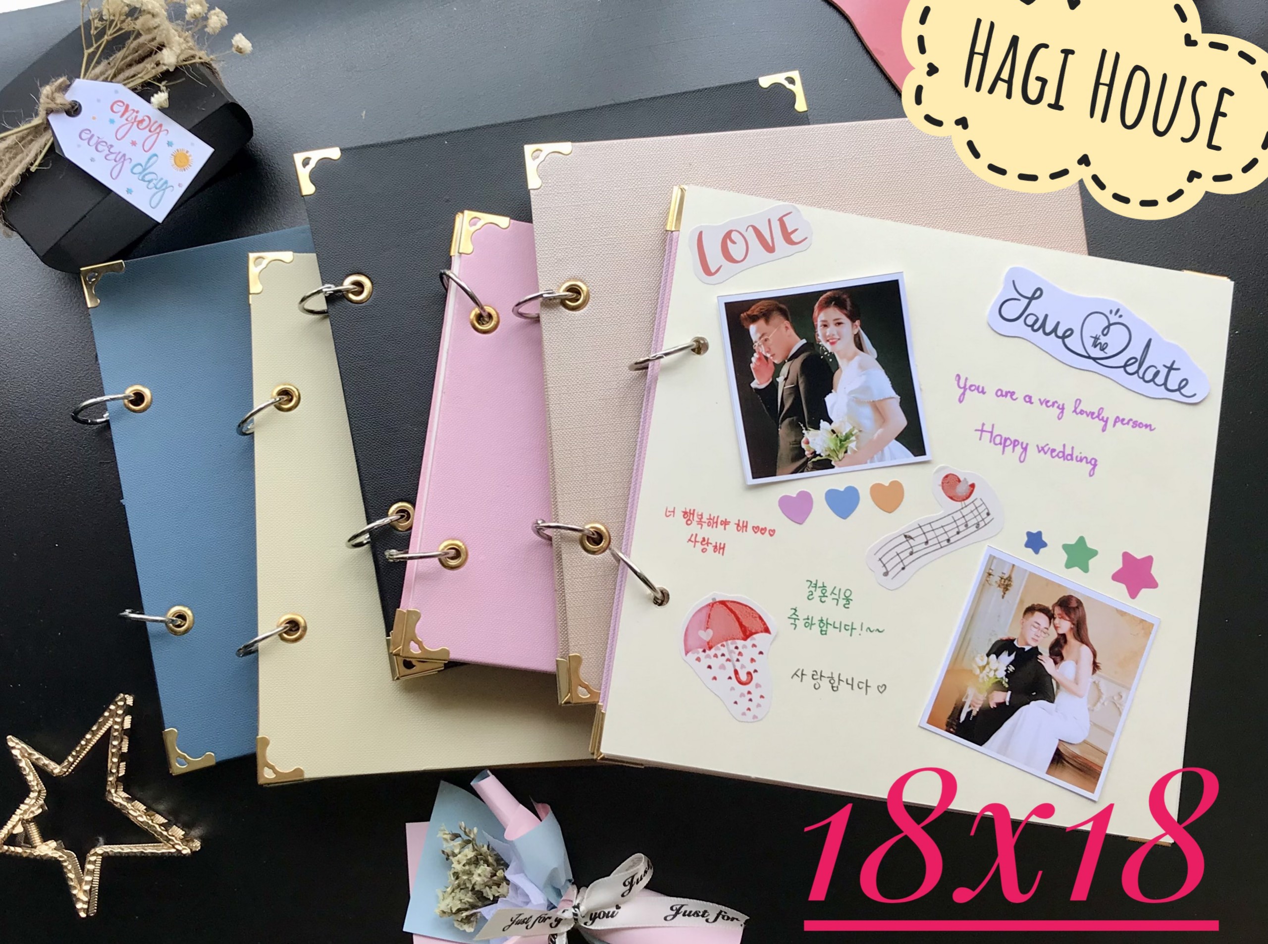 Quà tặng bạn gái Scrapbook dán ảnh tự trang trí, món quà tuyệt vời dành cho người thân KHỔ VUÔNG