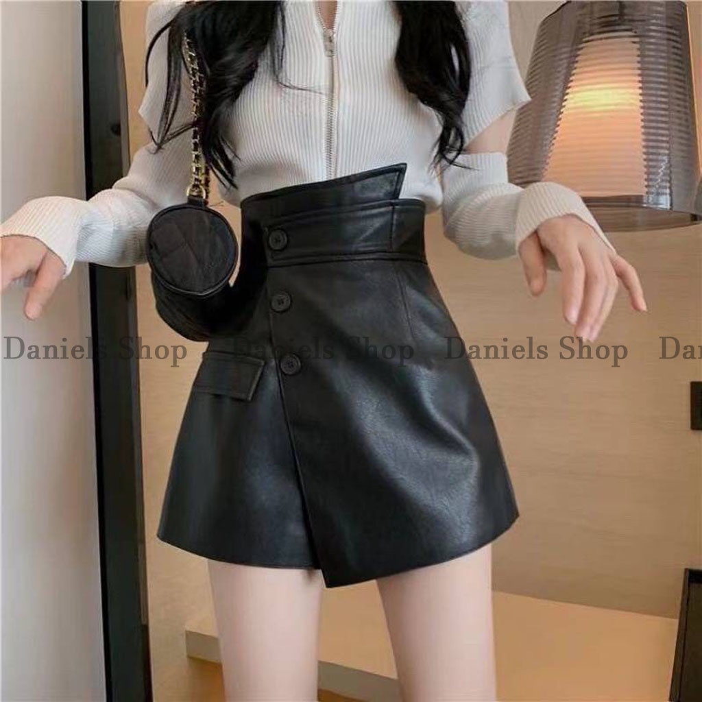 Quần short giả chân váy da nữ hot trend