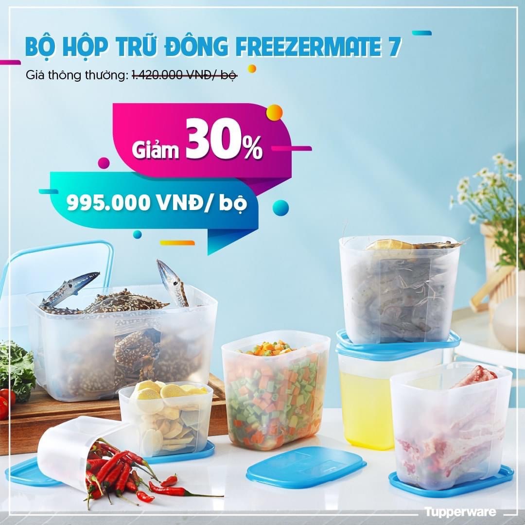 Bộ hộp trữ đông Freezermate (7 hộp), được làm từ nhựa nguyên sinh, an toàn tiếp xúc thực phẩm, dễ dàng lấy thức ăn đông cứng ra khỏi hộp