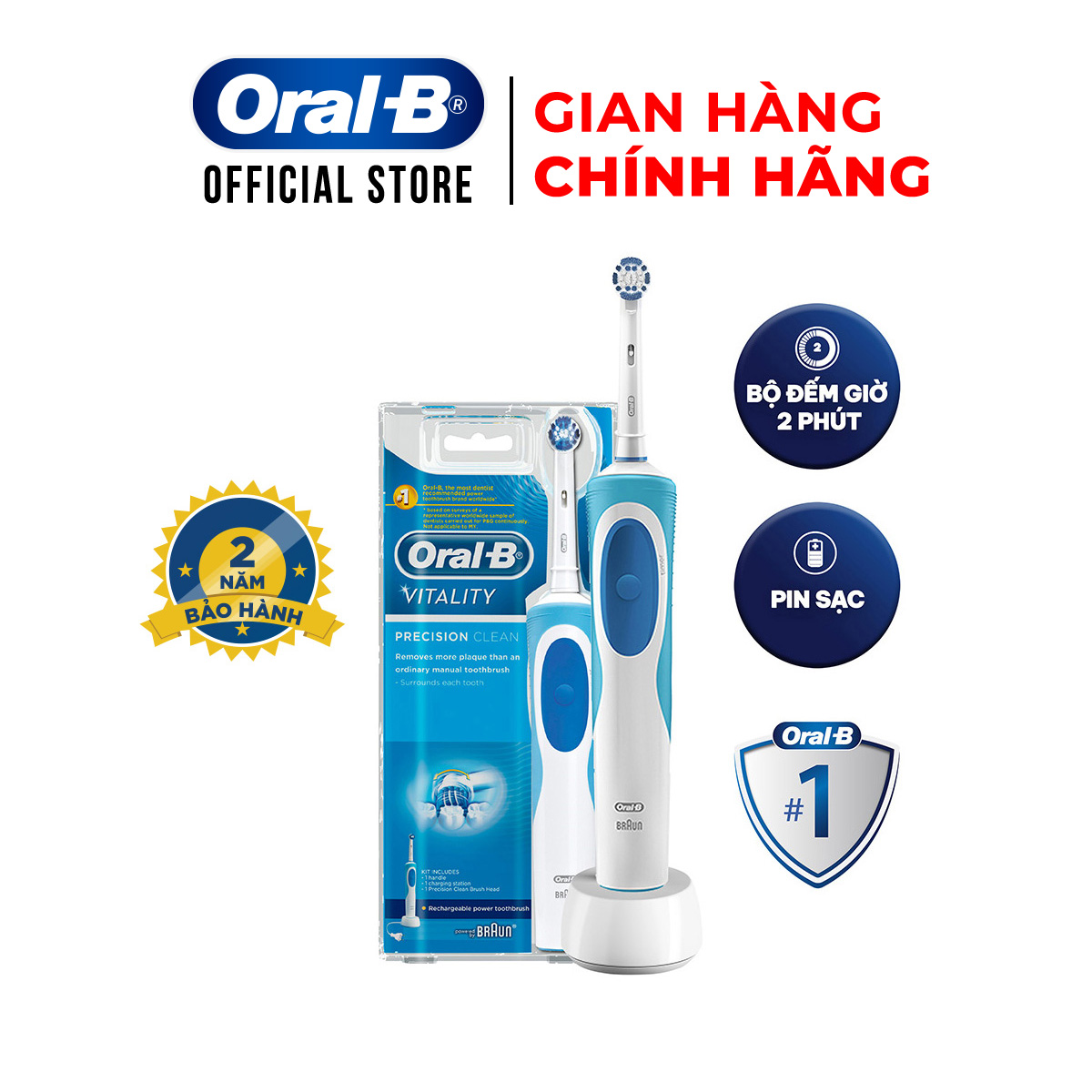 Bàn chải đánh răng điện Oral-B Vitality - Hàng chính hãng 100% bảo hành 24 tháng