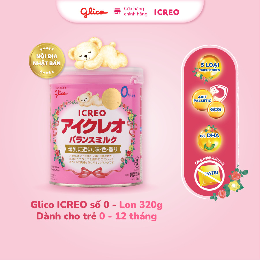 [FREESHIP TOÀN QUỐC] Sữa Glico Icreo Balance Milk số 0 320g dành cho trẻ từ 0-12 tháng-100% nội địa Nhật Bản