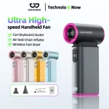 Quạt mini GOOJODOQ Quạt cầm tay siêu nhanh 6000mah 3 trong 1 Turbo tốc độ cực cao có màn hình LED Hai vòi phun gió