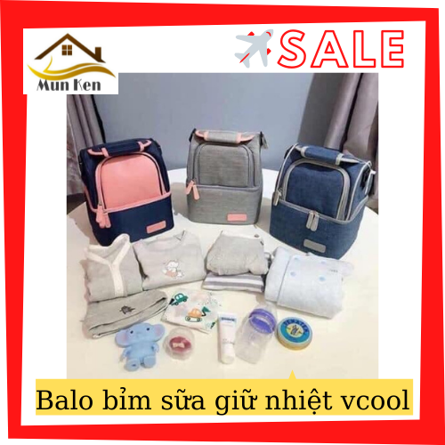 Balo bỉm sữa giữ nhiệt cao cấp vcool - 2403