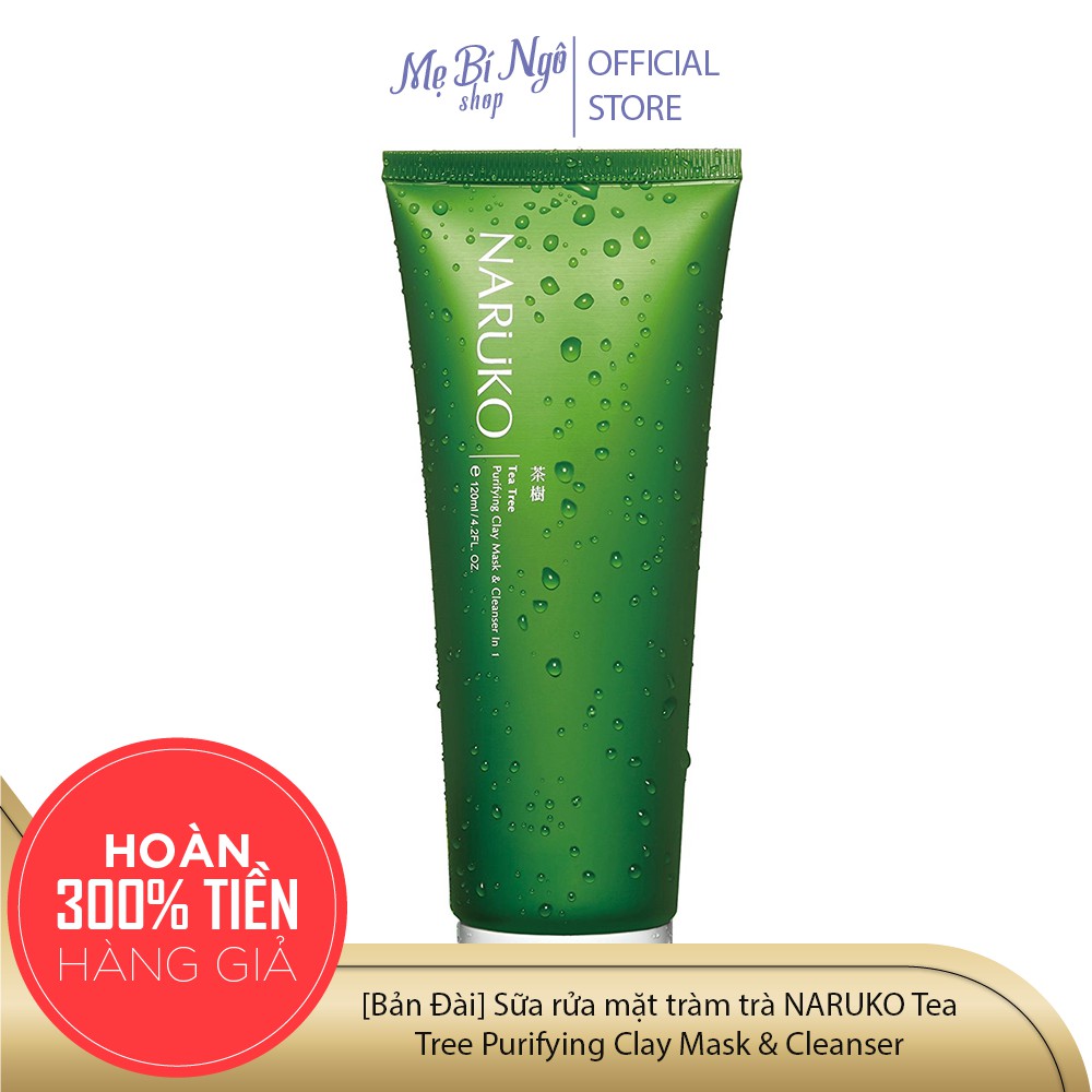 Sữa rửa mặt tràm trà NARUKO Tea Tree Purifying Clay Mask & Cleanser, Sữa rửa mặt Naruko Bản Đài