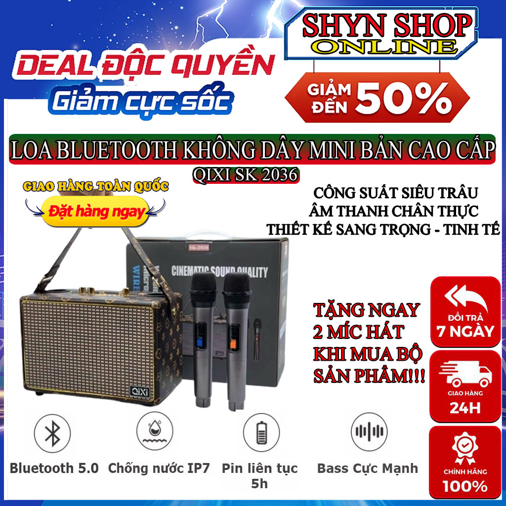 Loa kéo bluetooth, loa karaoke ngang, loa kéo cao cấp qixi sk 2036 pin khủng, bass siêu trầm, âm thanh cực đỉnh, bluetooth 5.0, thiết kế sang trọng, loa vỏ gỗ, loa hát karaoke mini, loa bluetooth không dây, loa bluetooth di động