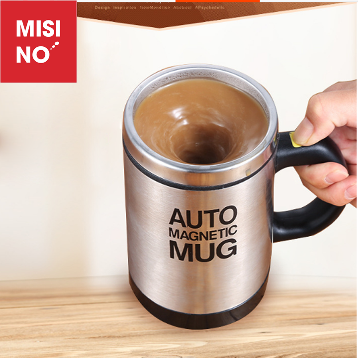 Côc pha đồ uống tự động MISINO, Ly pha cafe tự khuấy không cần dùng thìa 400ml