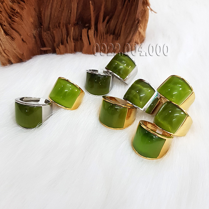 Nhẫn nam mặt đá xanh đọt chuối NZ510