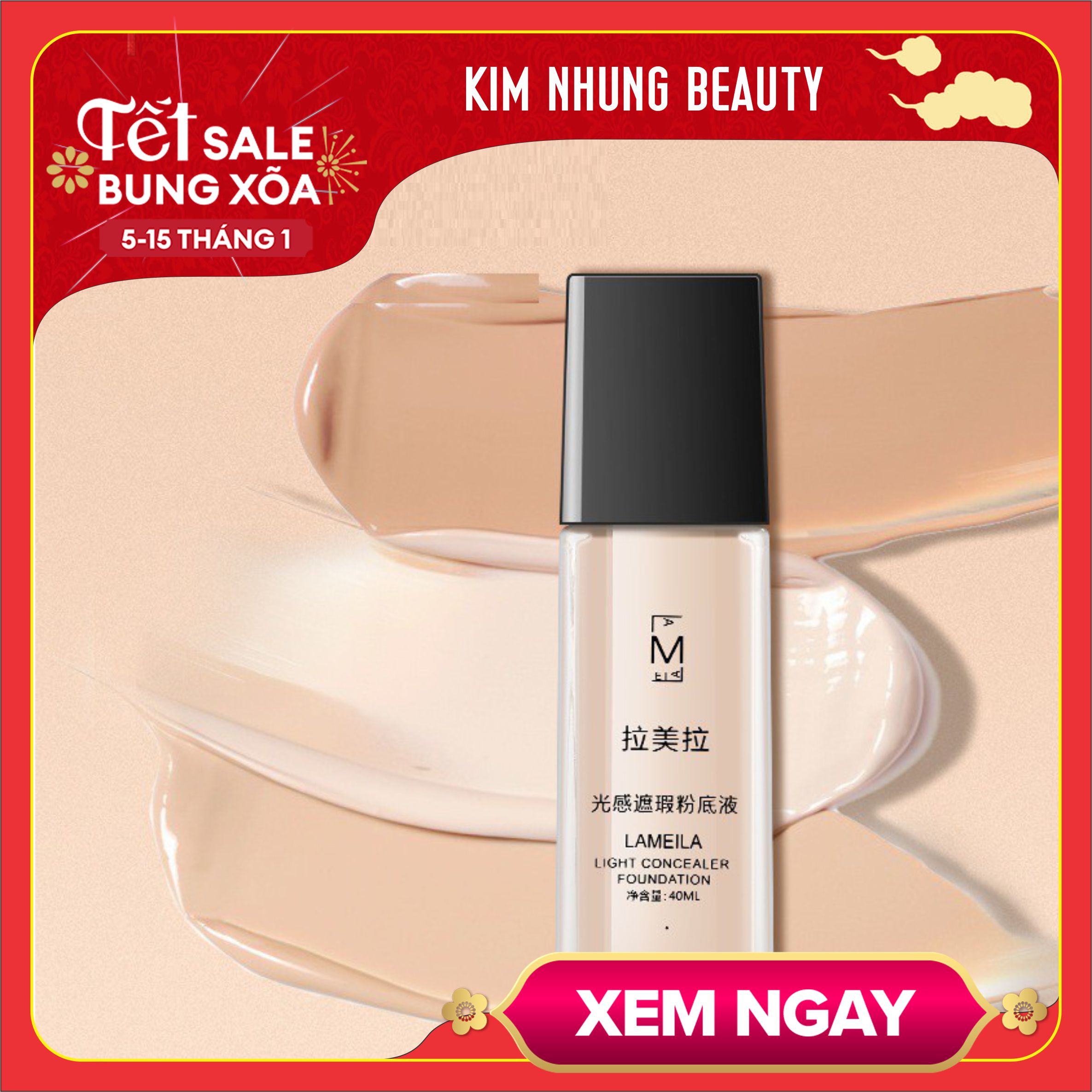 🌈🥑🍒 kem nền dạng lỏng lameila no.3020 che khuyết điểm kiềm dầu lâu trôi chai thủy tinh 40ml - y367-b9t2