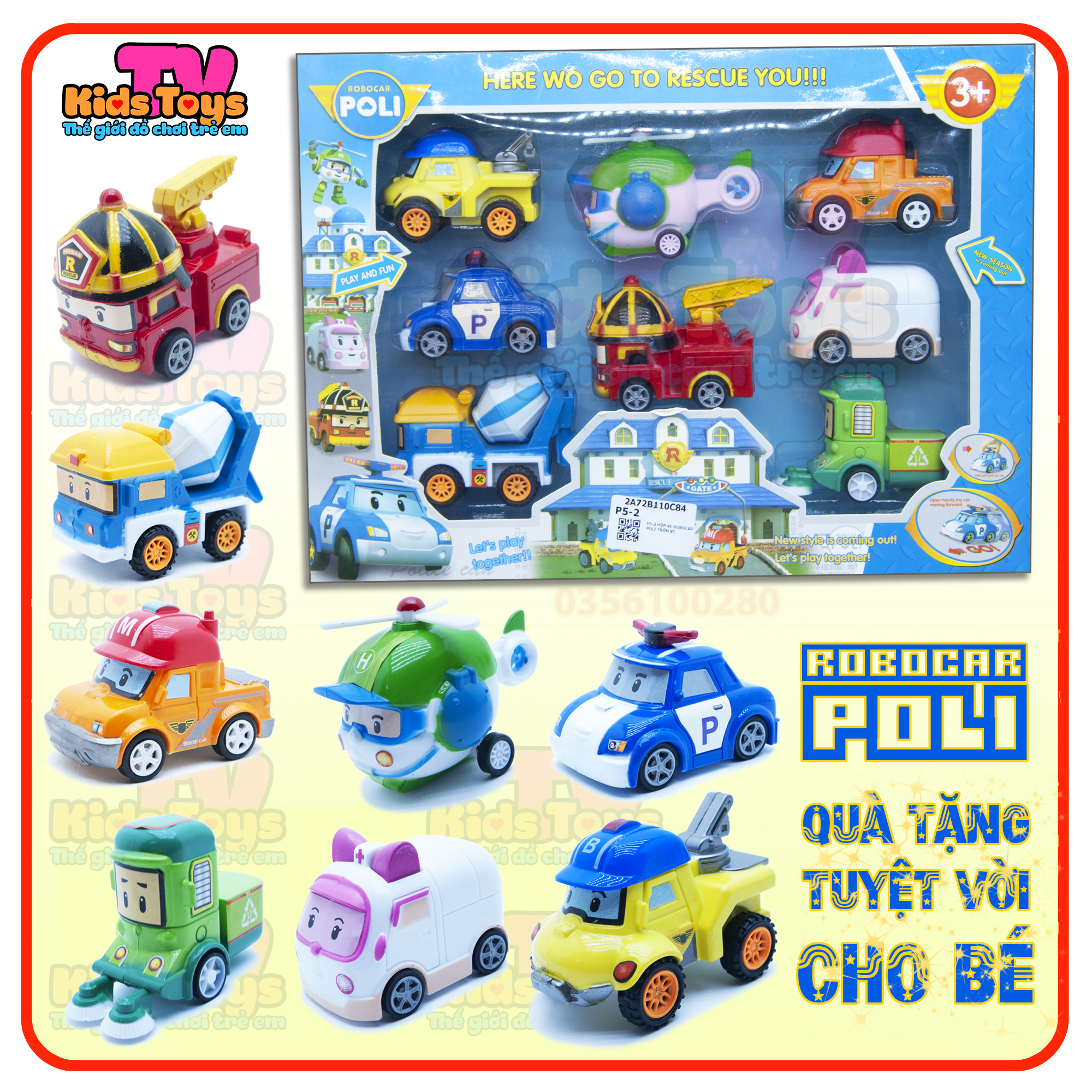 Bộ đồ chơi 8 xe Robocar Poli đồ chơi thông minh cho bé
