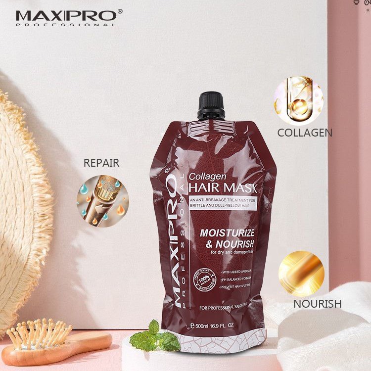 Hấp tóc siêu phục hồi dưỡng ẩm maxipro 500ml, hấp tóc collagen siêu mềm mượt
