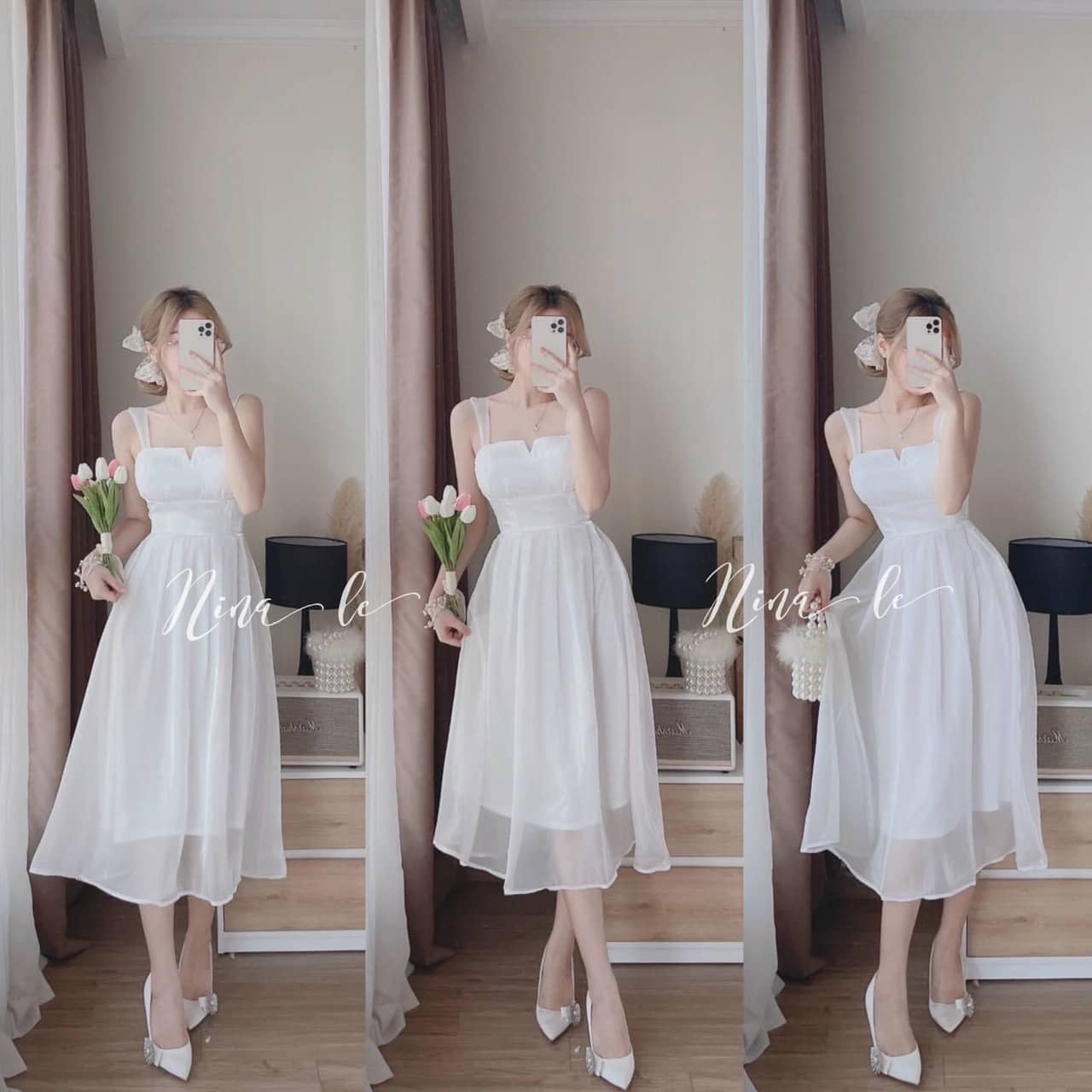 Đầm nữ 2 dây sang trọng quyến rũ có mút thiết kế tiểu thư thời trang HARI