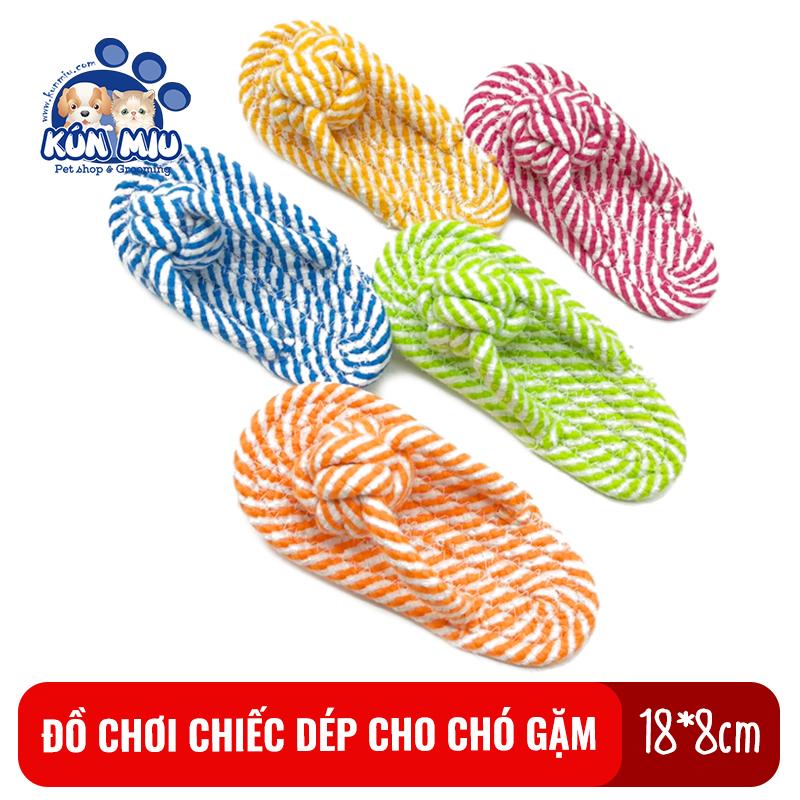 Đồ chơi cho chó hình chiếc dép kún miu giúp gặm sạch răng chống cắn phá đồ đạc, chất liệu dây thừng cói
