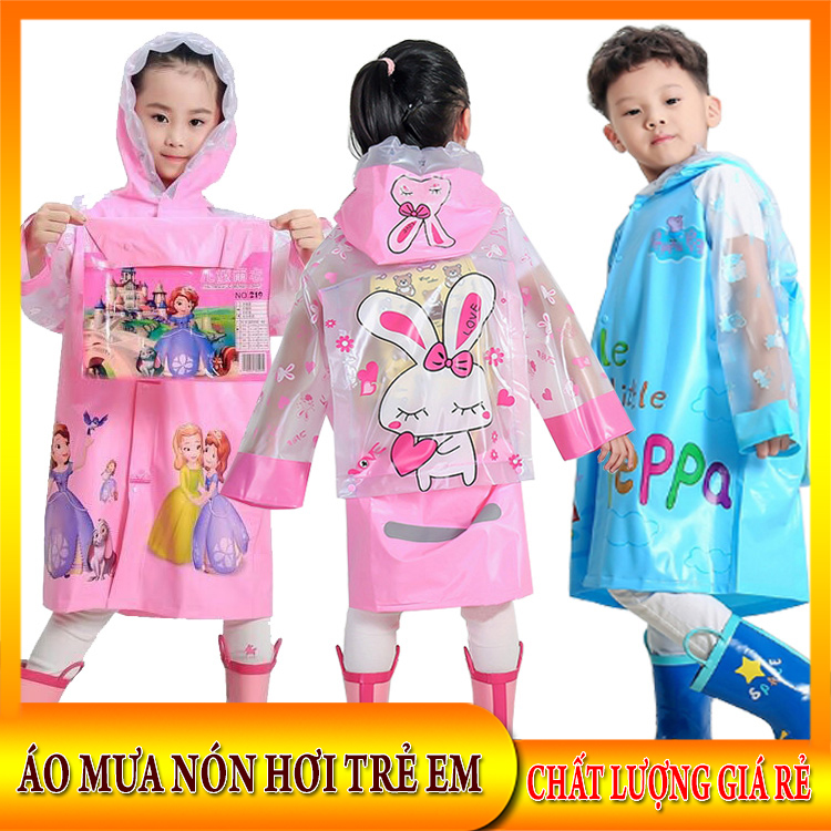 [HCM]Áo mưa trẻ em -Áo mưa bé trai -  Áo mưa bé gái - Tặng kèm túi đựng xinh xắn - Áo mưa nón hơi ngoại nhập chất lượng giá rẻ.New Vision