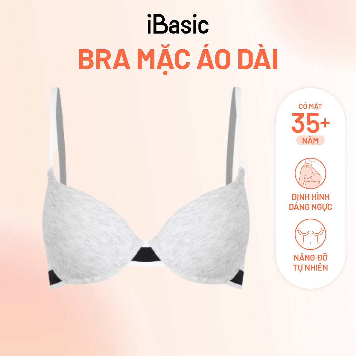  Áo ngực có gọng iBasic mút vừa phom T-shirt cotton USA kháng khuẩn rib BRAY086 
