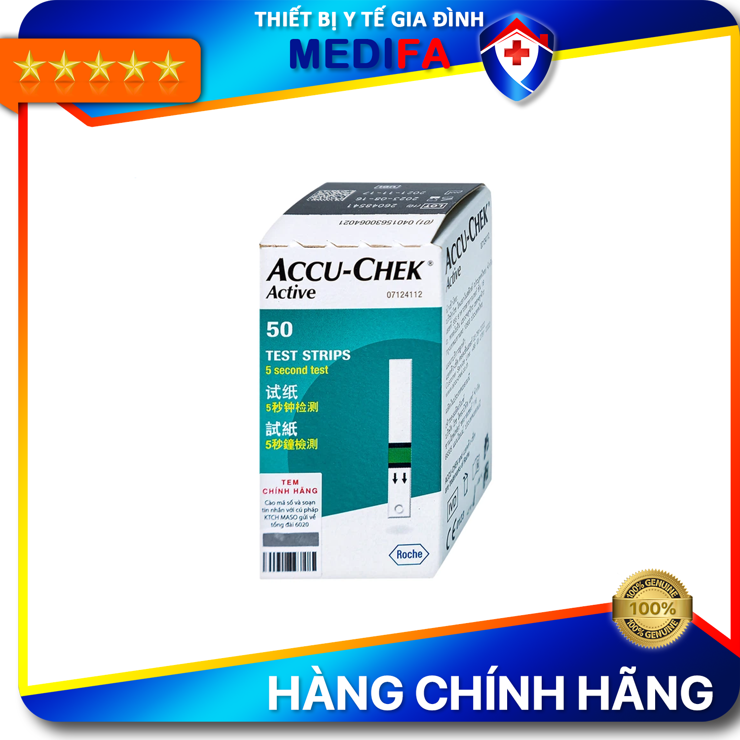 Hộp 50 que thử đường huyết accu-chek active - hàng chính hãng roche