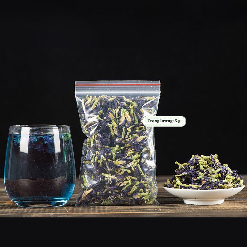 [HCM][Phiên Bản Dùng Thử ] Trà hoa đậu biếc 5g - Túi Zip - hoa đậu biếc tươi phơi bóng râm - Uống trà - làm bánh - rau câu - Tạp Hóa Green