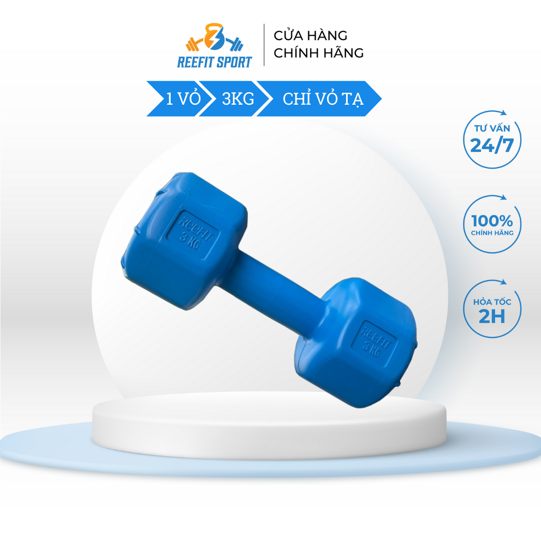 Vỏ tạ tay nhựa bát giác Reefit 3kg không ruột