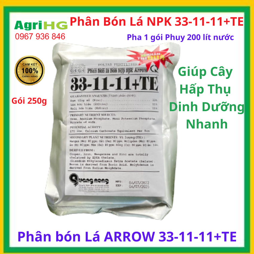 Phân bón npk phân bón lá npk 33-11-11 +te,agrihg