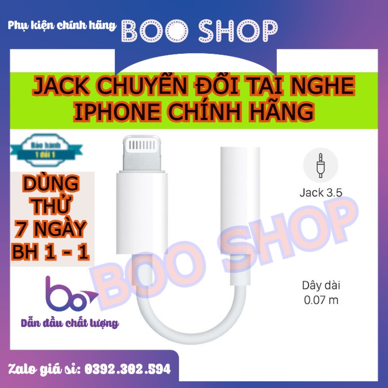 Jack chuyển đổi tai nghe chân lightning sang 3.5 - bh 12 tháng 1 đổi 1