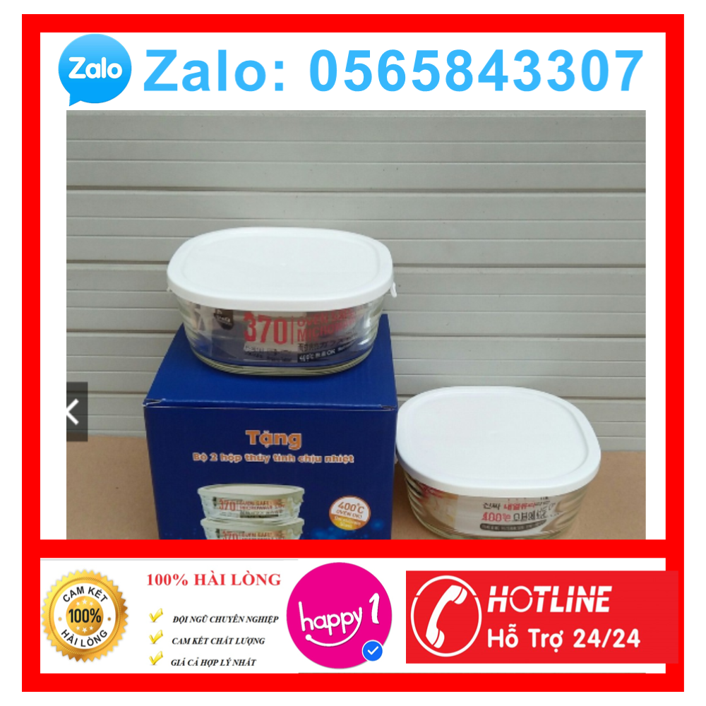 2 hộp thủy tinh chịu nhiệt lock&lock 370ml/ thố thuỷ tinh lock nhỏ
