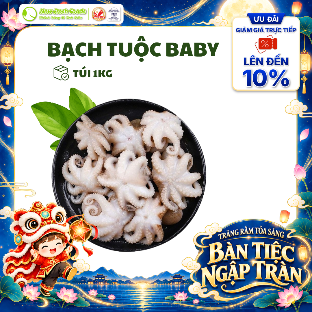 [HỎA TỐC HCM] Bạch Tuộc Baby 1Kg | Thịt Ngọt, Giòn Dai