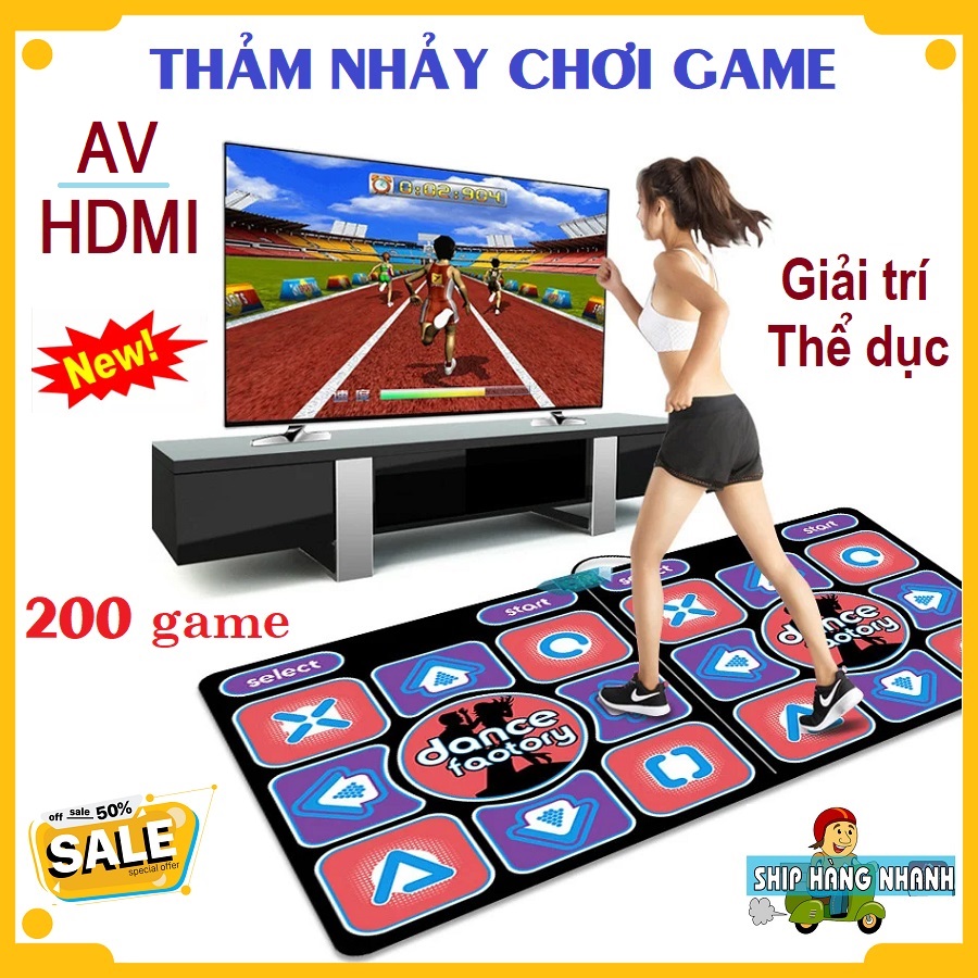 [New 2021] Thảm nhảy audition kết nối tivi chơi game tại nhà cho bé cổng AV/ HDMI, thảm nhảy đôi thông minh đa năng 200 game thực tế ảo, vận động nhảy theo nhạc, bước chân, yoga, dance pad tivi,…