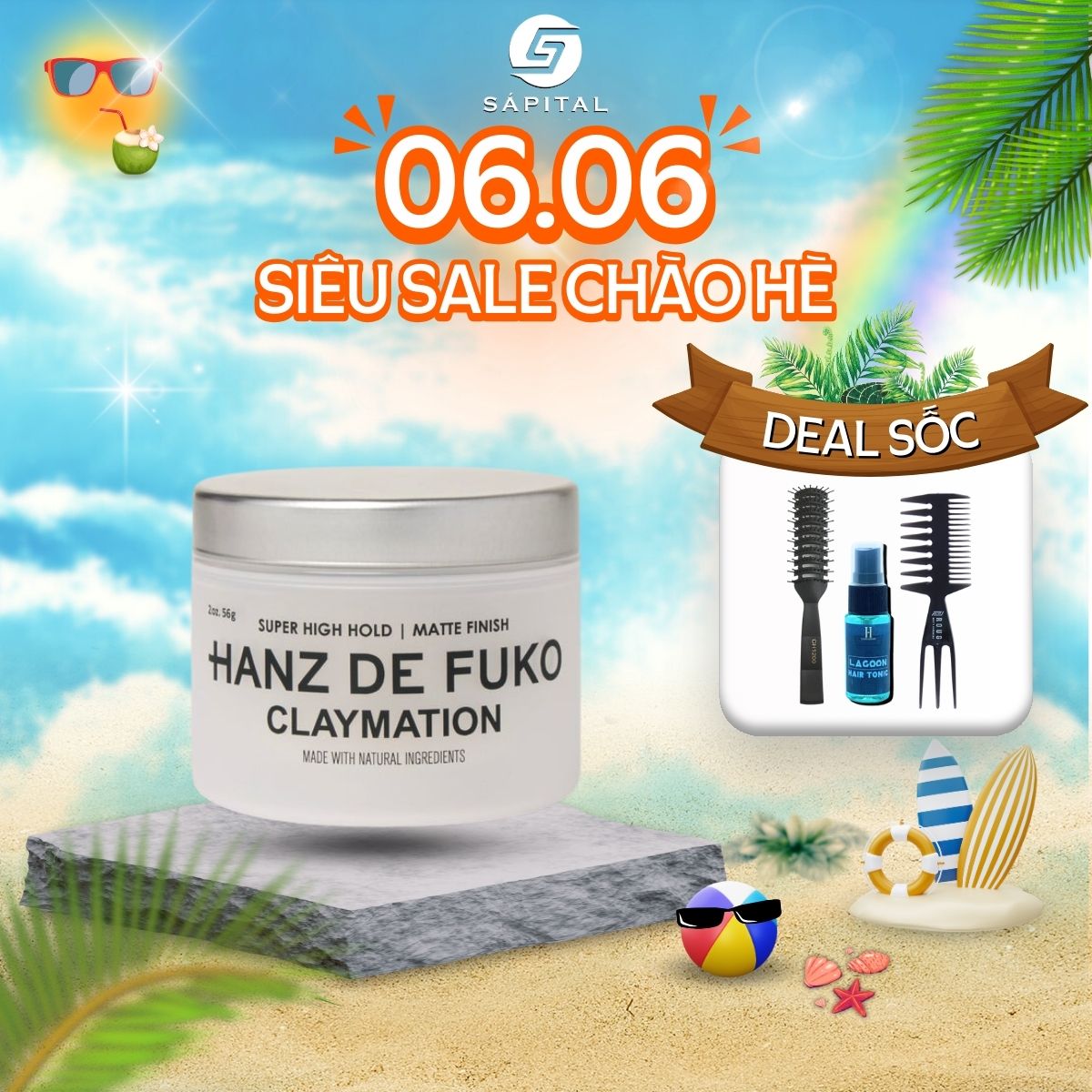 Sáp vuốt tóc nam hanz de fuko claymation 56g chính hãng thành phần thiên nhiên - sáp vuốt tóc cao cấp phù hợp cho tóc dày