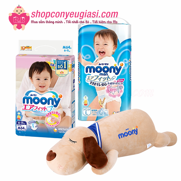 [HCM][Tặng 1 Thú Bông Moony] Combo 2 Bịch Tã - Bỉm Moony Tã Quần Bé Trai M58/L44/XL38/XXL26