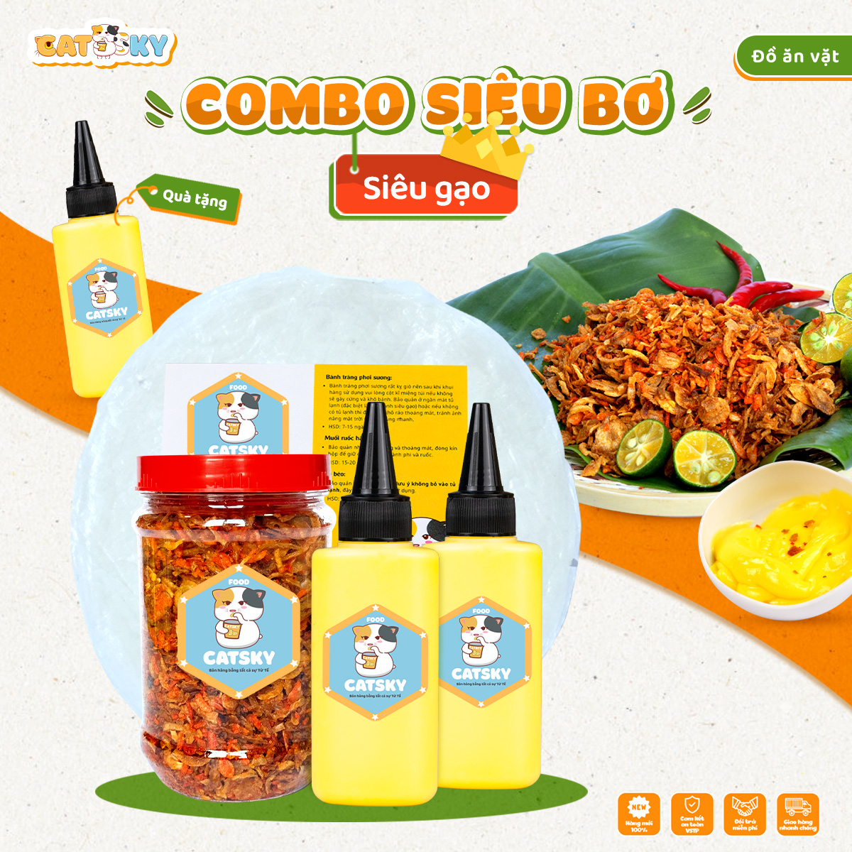 [COMBO TRUYỀN THỐNG SIÊU BƠ] Bánh Tráng Phơi Sương CATSKY Đồ Ăn Vặt