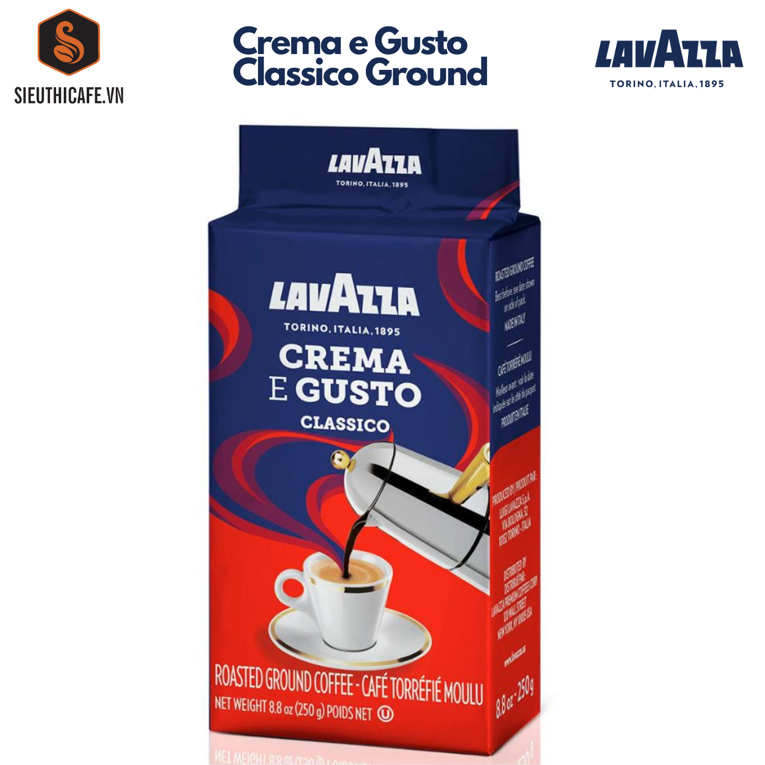 LAVAZZA COFFEE CREMA E GUSTO ARABICA ROBUSTA BLEND 250G, Authentic Italian