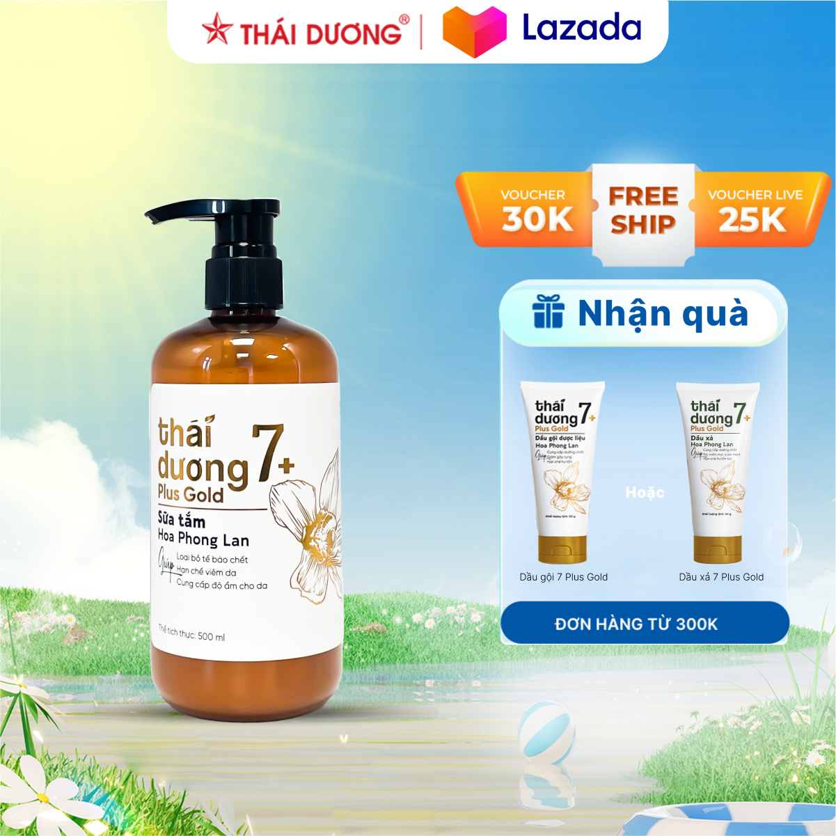 Sữa tắm thái dương 7 plus - hoa phong lan 250ml/480ml - sao thái dương