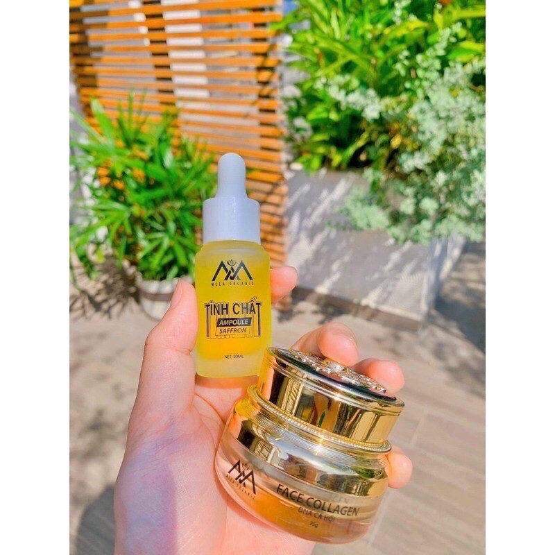 Combo Face Collagen DNA Cá Hồi MEEA Organic và Tinh chất ampoule saffron