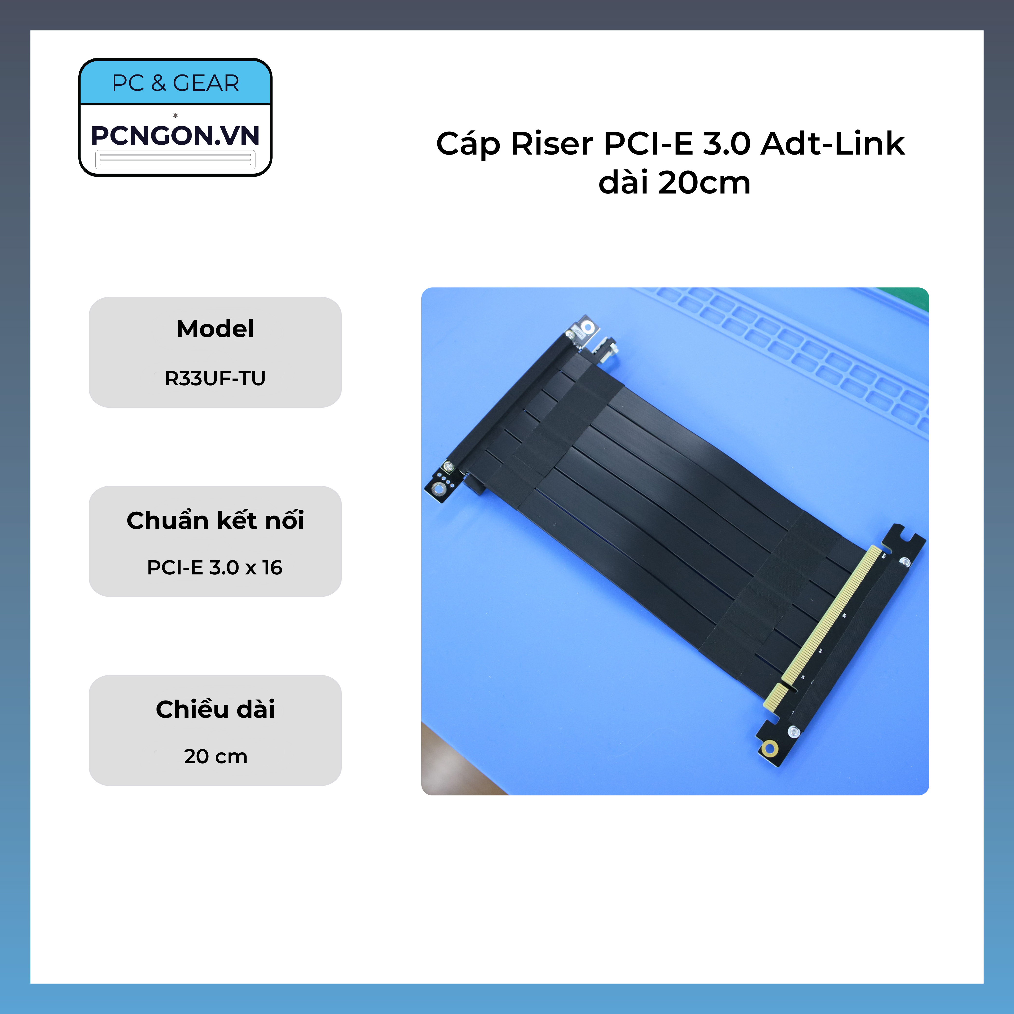 Cáp riser pci-e 3.0 adt-link dài 20cm