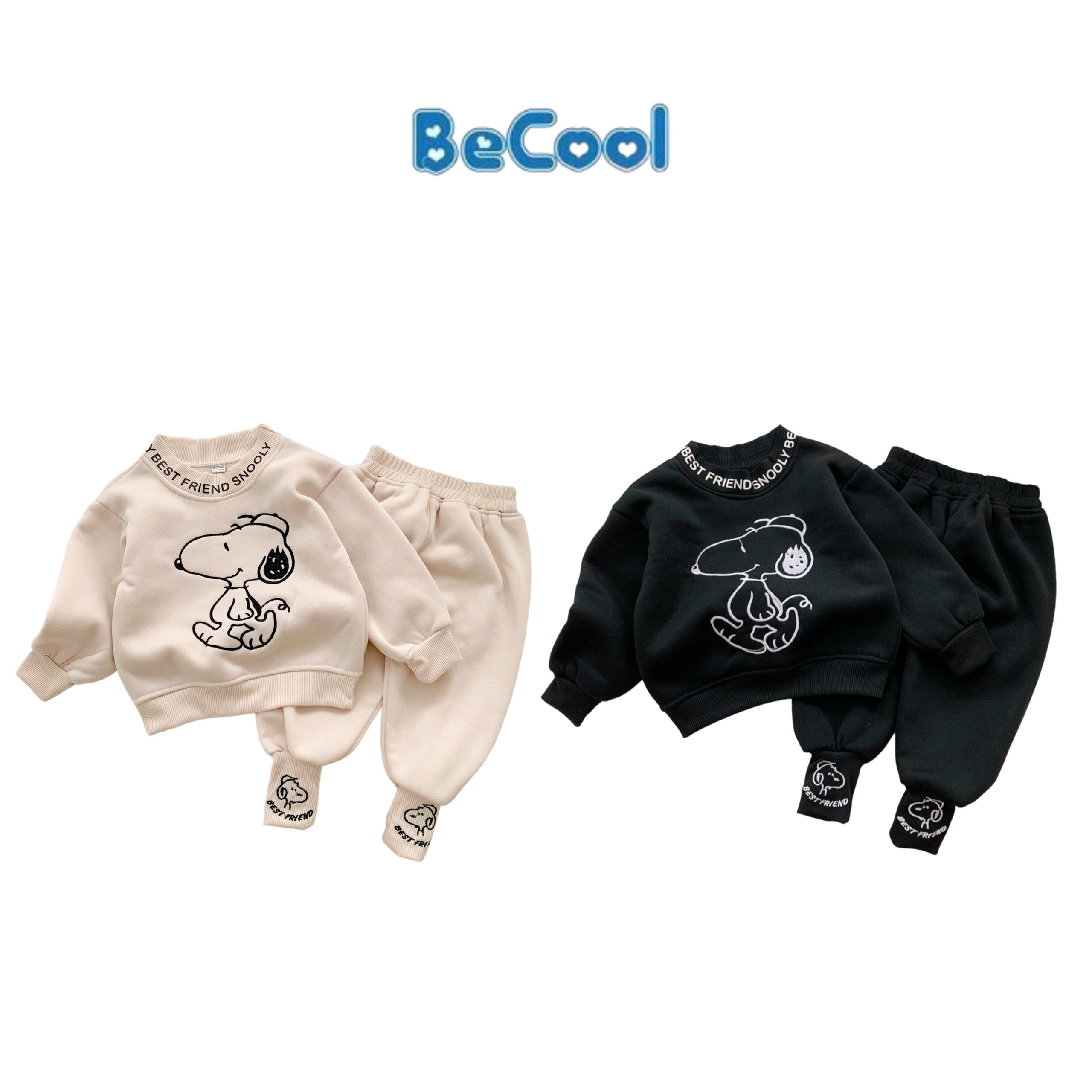 Bộ nỉ bông thêu hình chó becool, bộ nỉ bông thêu hình chú chó ngộ nghĩnh cho bé từ 8-27kg