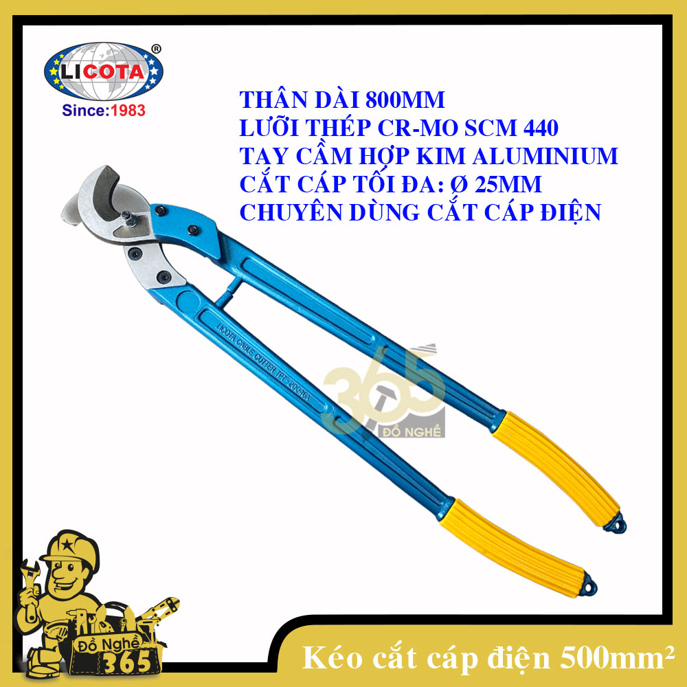 Kéo cắt dây cáp điện 500mm2 Licota , kìm cắt dây cáp điện cáp đồng, cáp nhôm Lưỡi kéo được chế tạo bằng thép CR-MO cao cấp sắc bén