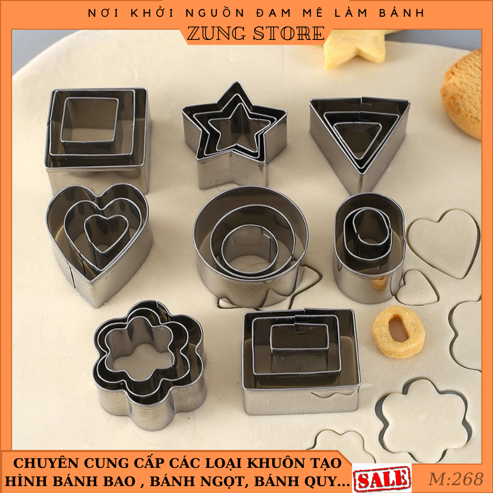 Bộ 24 Khuôn Cắt Mini Đa Năng Tạo Hình Bánh Quy, Cookie, Bánh Bao, Bánh Dứa, Mouse Mini, Khuôn Ring Tạo Hình Rau Củ Quả ZUNGSTORE - M268.