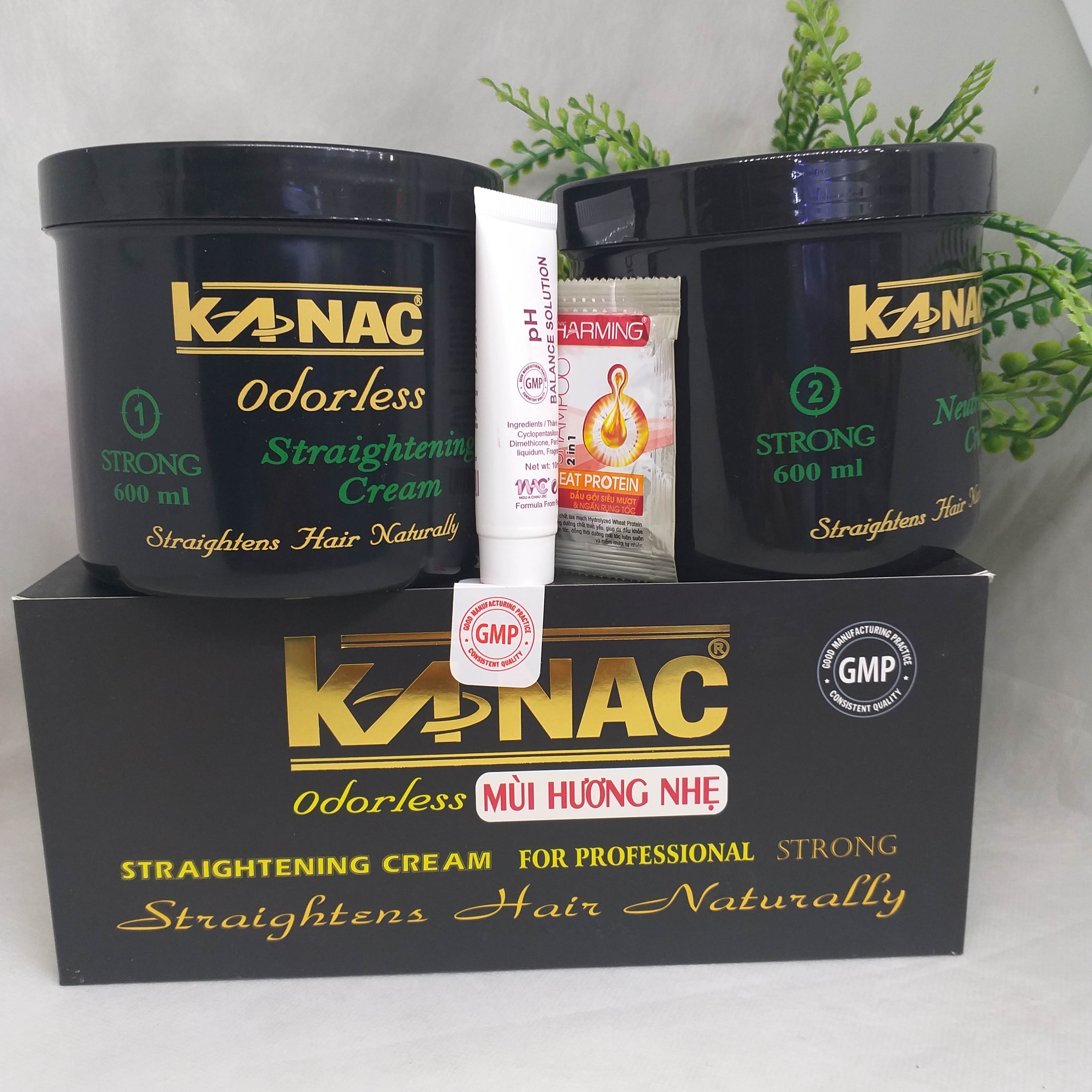 Hộp kem duỗi tóc Kanac mùi hương nhẹ 600ml x2