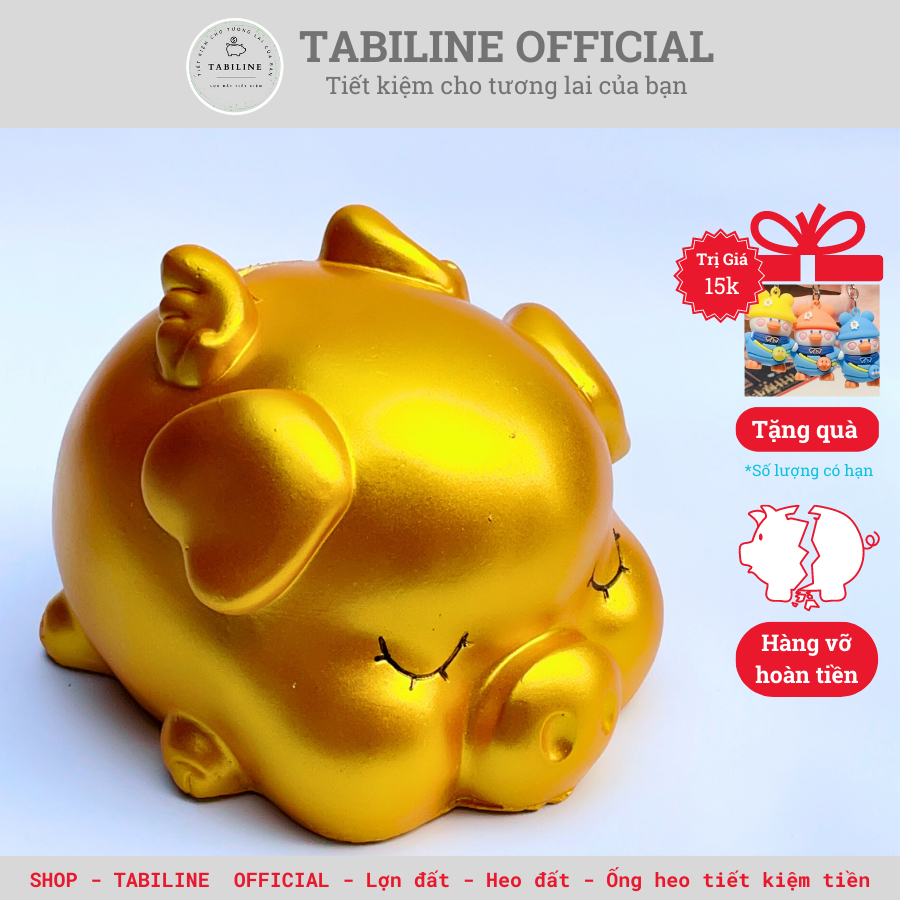 Lợn đất heo đất ống heo tiết kiệm tiền TABILINE cánh tiên thiền thần vàng đồng LD08