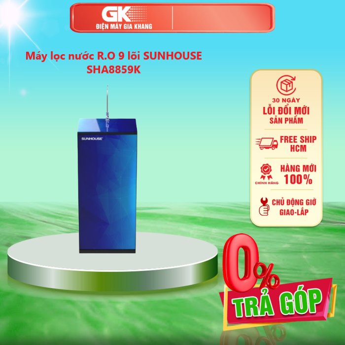 Máy lọc nước R.O 9 lõi SUNHOUSE SHA8859K - [HCM] [Trả Góp] - Bền, đẹp với mặt kính cường lực full viền và thiết kế cánh tủ độc đáo - GIAO HÀNG TOÀN QUỐC - NGOÀI HCM TÍNH PHÍ