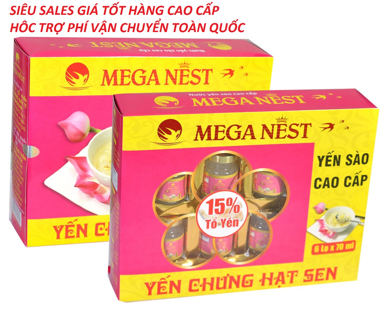 [HCM]Combo 2 hộp yến sào cao cấp giúp bồi bổ cơ thể phục hồi sức khỏe 15% tổ yến thiên nhiên 70ml nhân 12hu