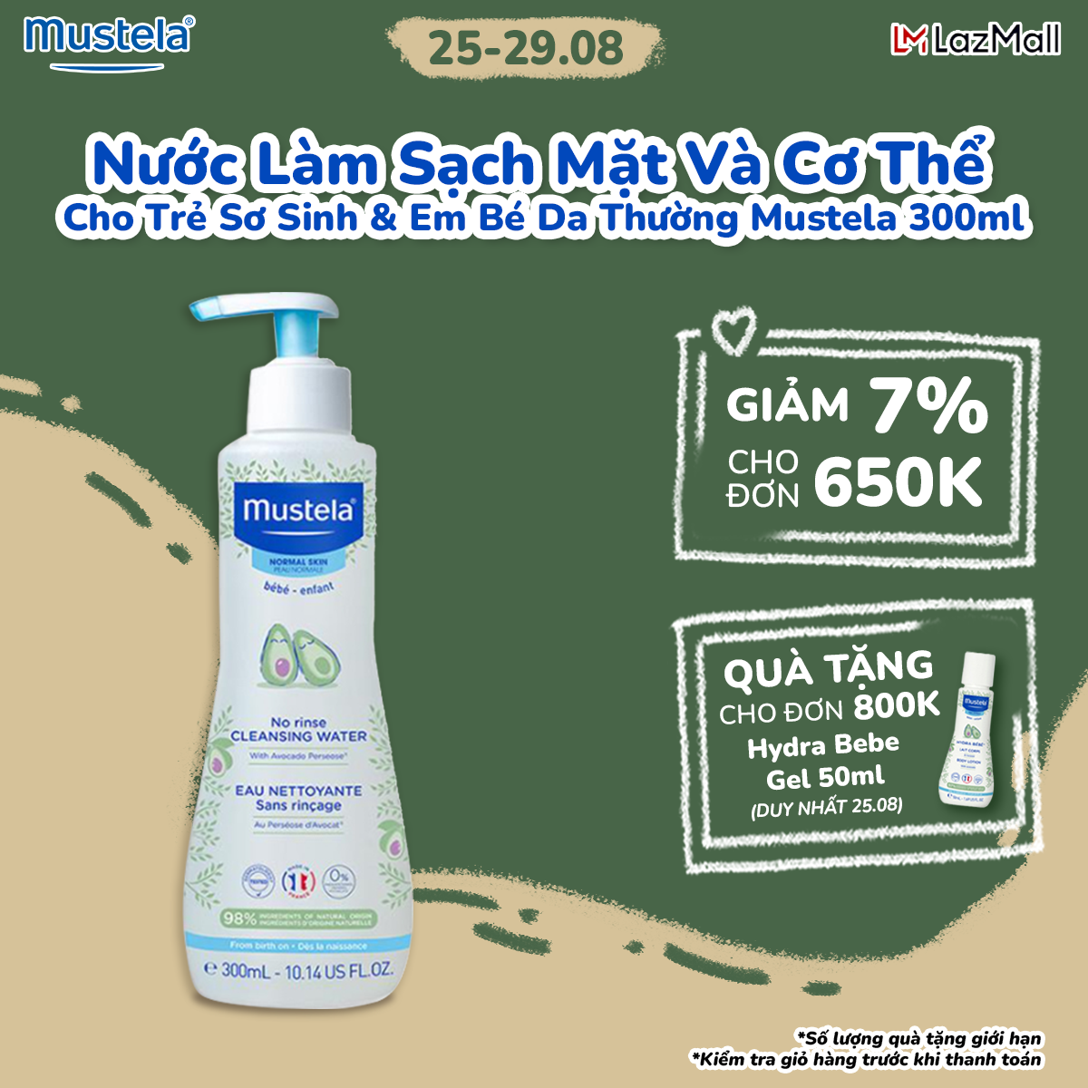 Nước làm sạch mặt và cơ thể 300ml