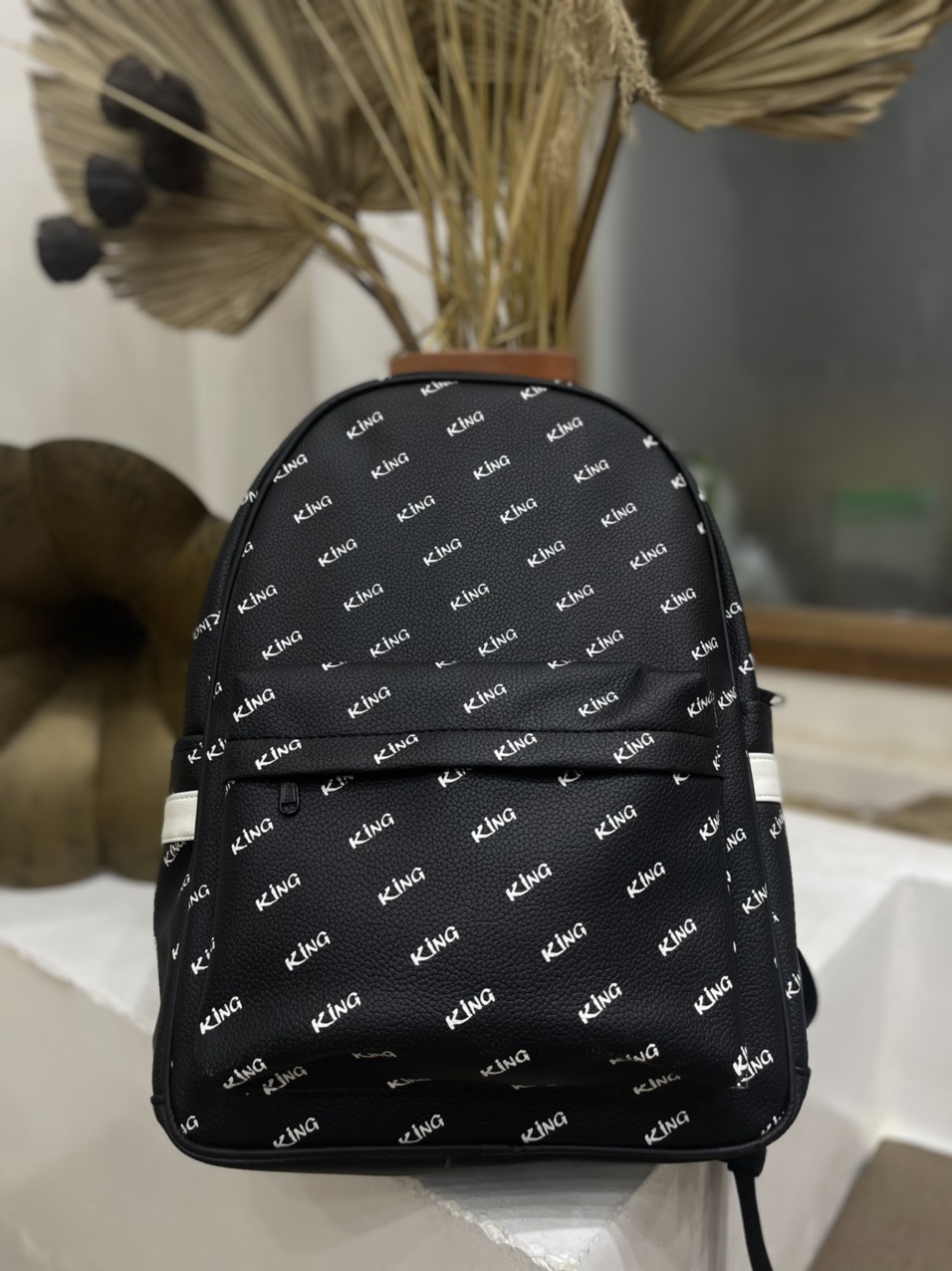 Balo Da Backpack Unisex Chống Nước Balo Backpack King 2-Màu Đen king