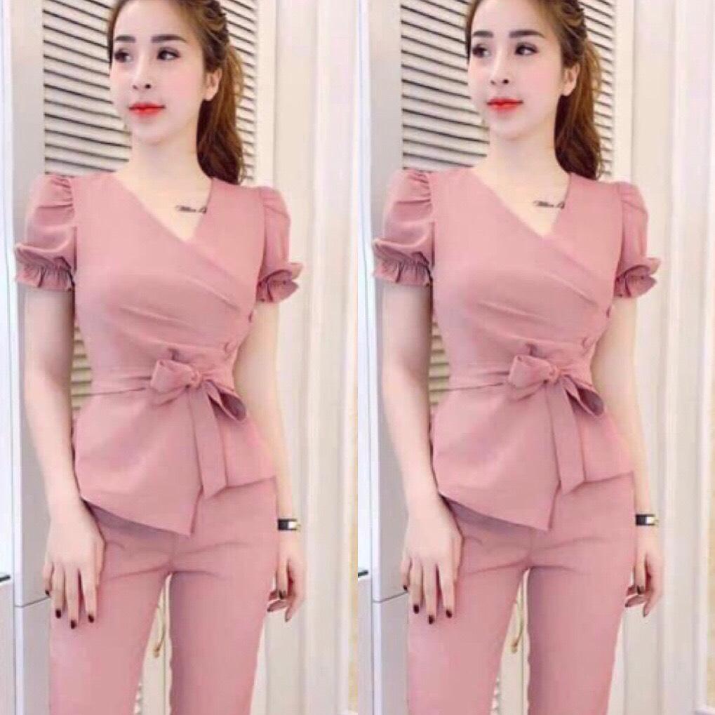 Set Bộ Vạt Chéo Thắt Nơ- Thời trang xinh HĐ
