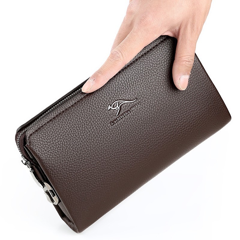 [HCM]Ví Da Nam Cầm Tay Khóa Số HT01(màu nâu)