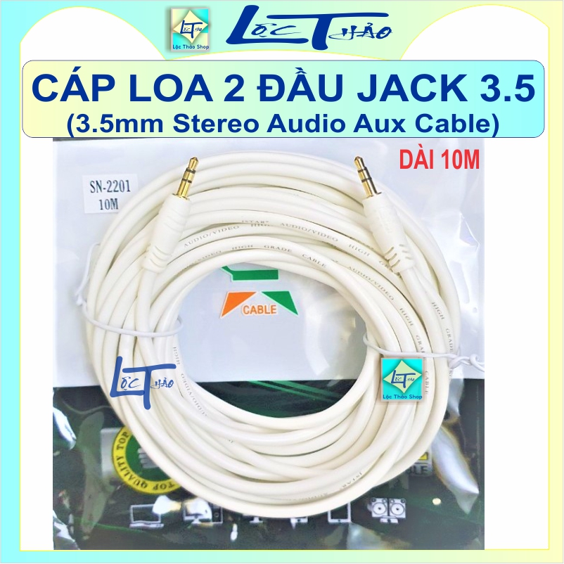 Cáp loa 2 đầu jack 3.5 dài 10M cao cấp