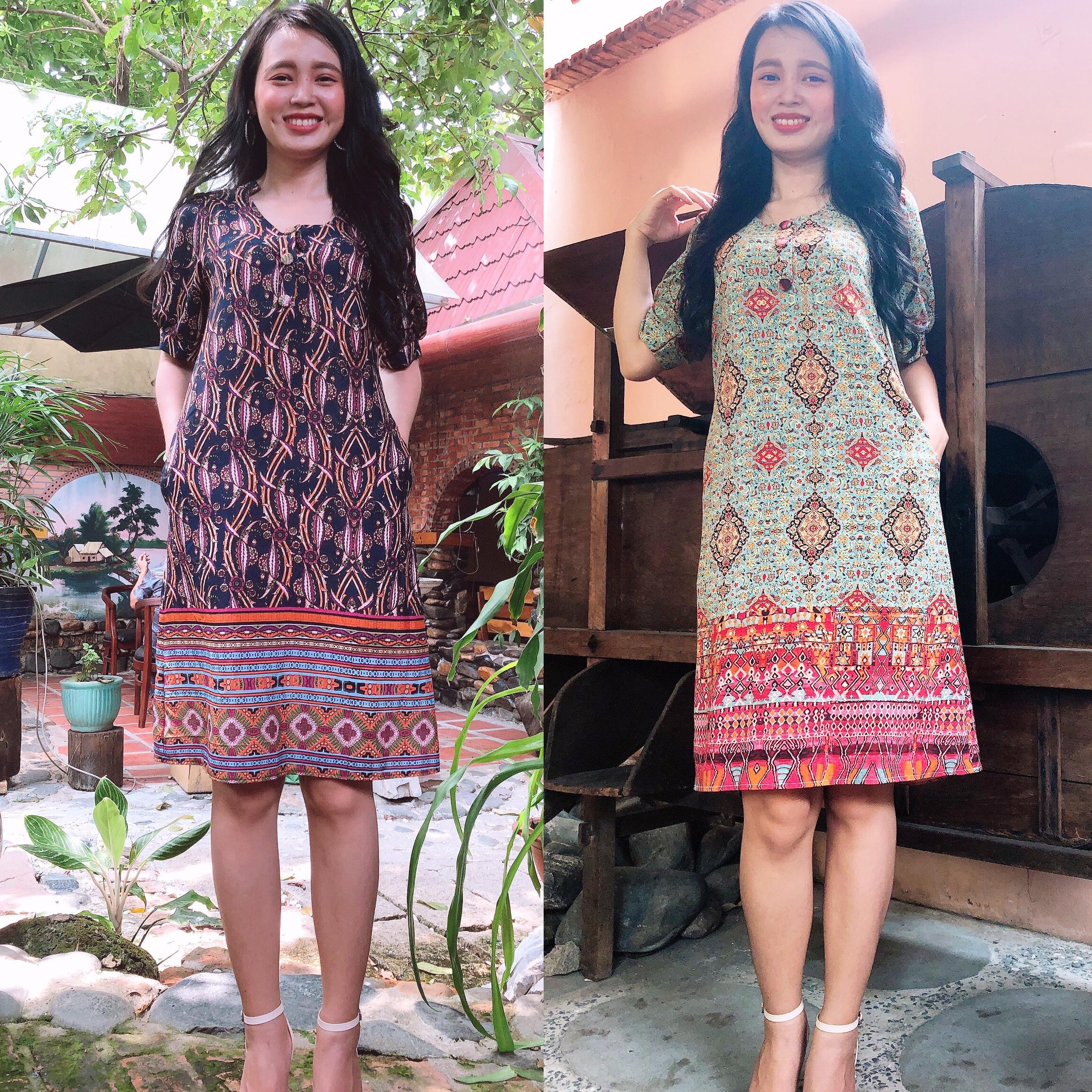 [HCM]Đầm Suông Họa Tiết Thổ Cẩm Misa Fashion Siêu Đẹp Vải Tốt Giá Rẻ - MS389