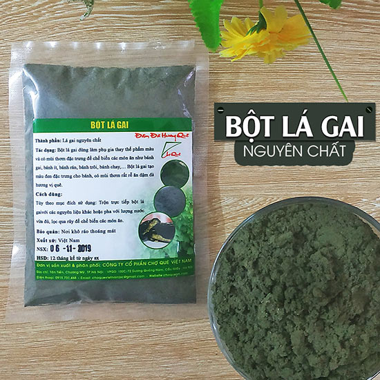 Bột Lá Gai Gói 100g nguyên chất 100% từ lá gai khô chuyên dùng làm bánh gai bánh ít đen thơm ngon chuẩn vị bánh gai